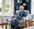 Elderly person using a home oxygen concentrator at home in the UK - oxygen concentrator NHS UK
