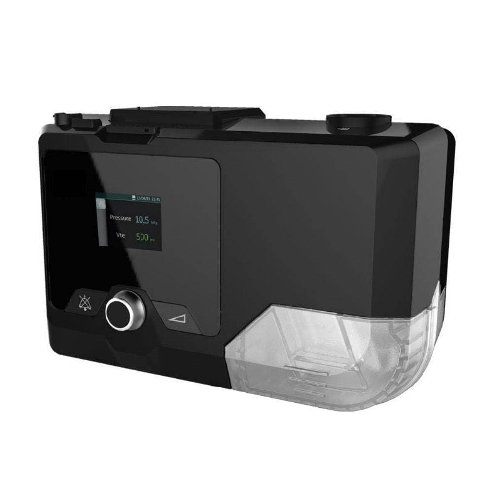 Auto CPAP Machine G3 shown from the side with humidifier chamber