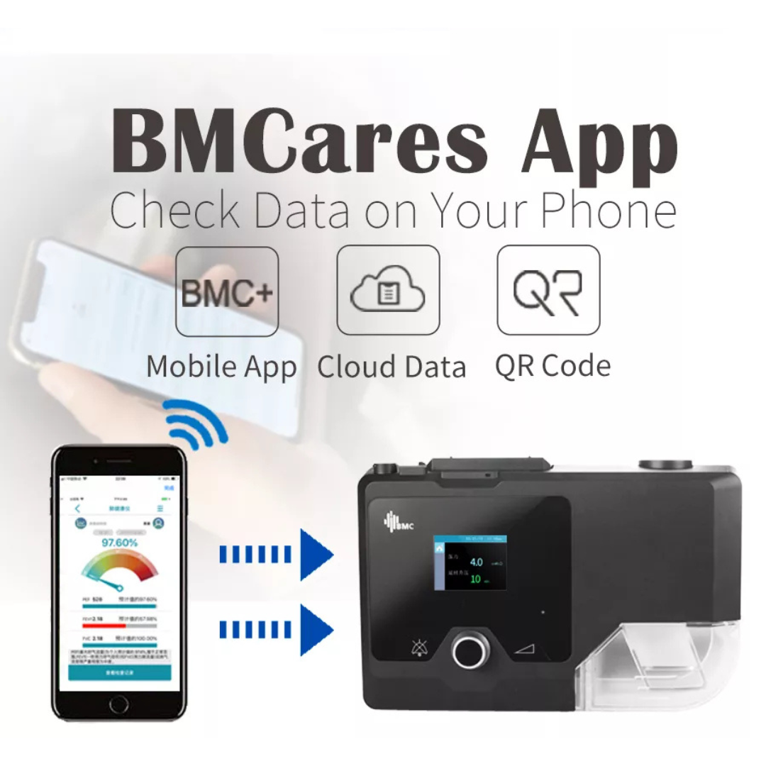 BMCares app showing Auto CPAP Machine G3 therapy data on a mobile phone